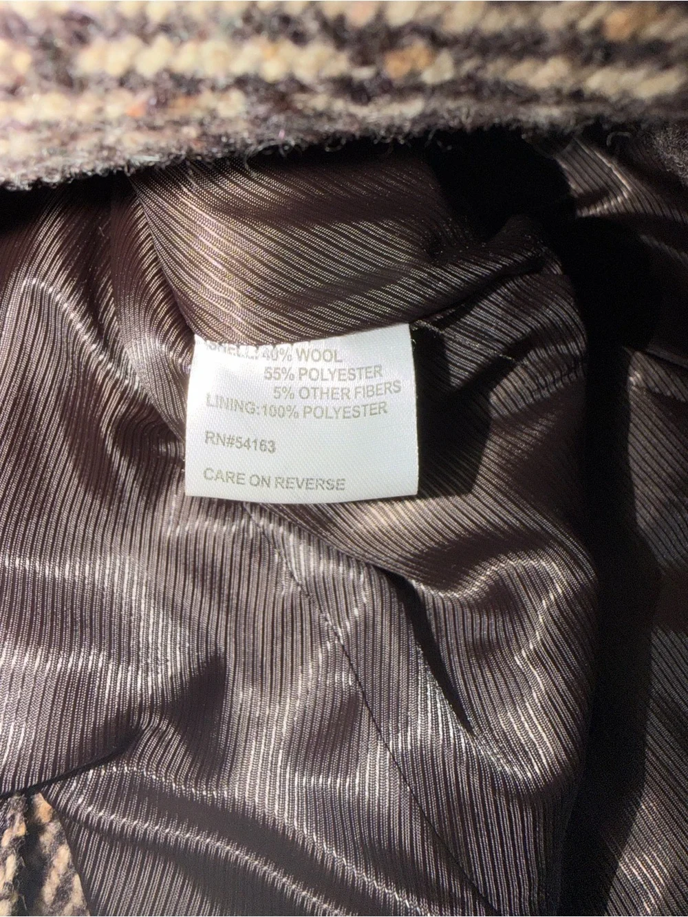 Calvin Klein Brown Tweed Double-Breasted Belted Peacoat